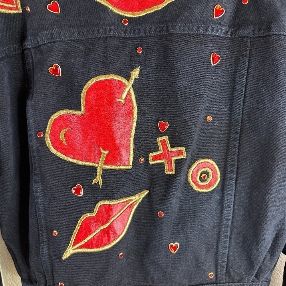 Tamorah Marie Studded & Embroidered Black Denim Jacket SZ S - Picture 5 of 8
